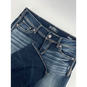 Silver Jeans Co Mens W30 L33 Mid Slim Boot Jeans Dark Wash Embellished Pockets